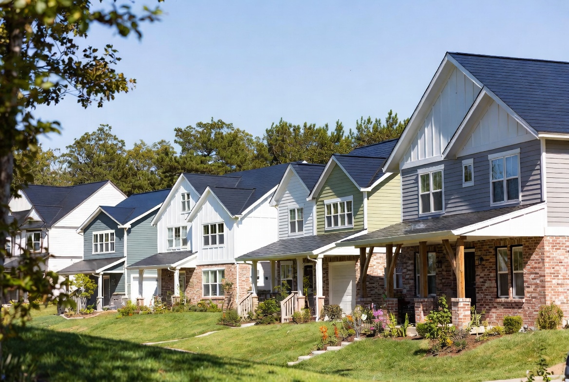 Mortgage broker and client smiling while reviewing loan documents together at desk